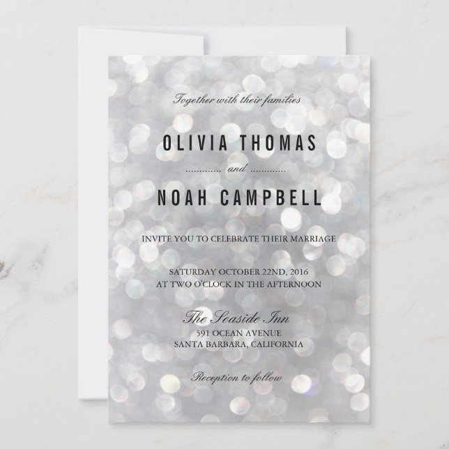Luminaires gris moderne Elégant Mariage Invitation (Devant)