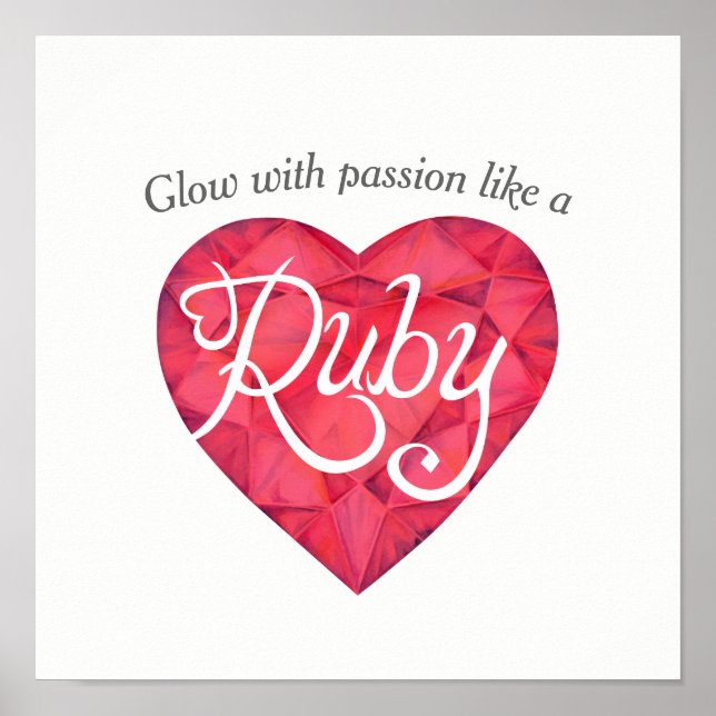 Luminer avec passion comme une affiche d'art Ruby (Devant)