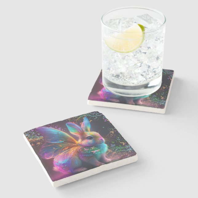 Luminescent Bunny Stone Coaster (Side)