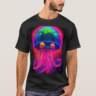"Luminescent Dance: Jellyfish on Pale Black Pape T-Shirt