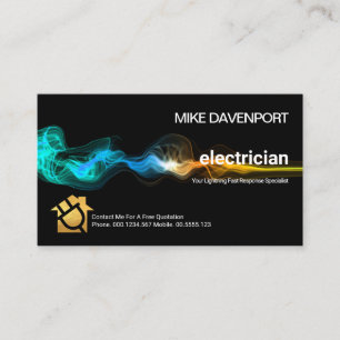 Luminescent Electric Lightning Strike Electrician Business Card