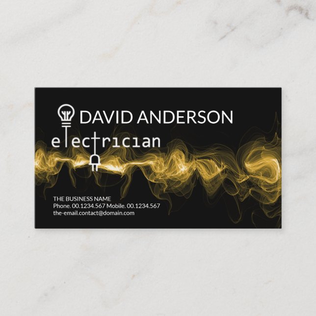 Luminescent Electrical Charge Electrician Signage Business Card (Front)