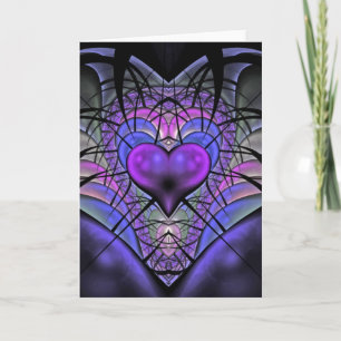 Luminescent Heart Fractal Greetings Cards