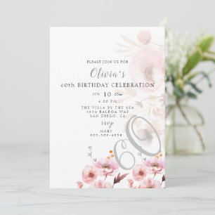 Luminescent Pink Floral Birthday Invitation