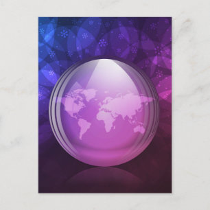 Luminescent snow globe postcard