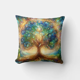 Luminescent Tree of Life reversible design Throw Pillow