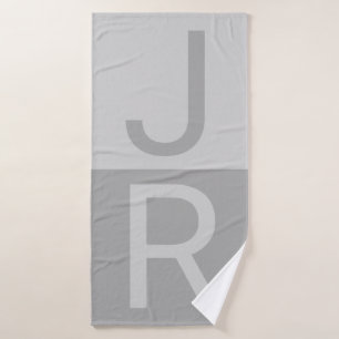 Lumineuses Gris & Gris Initiales Modernes Monogram