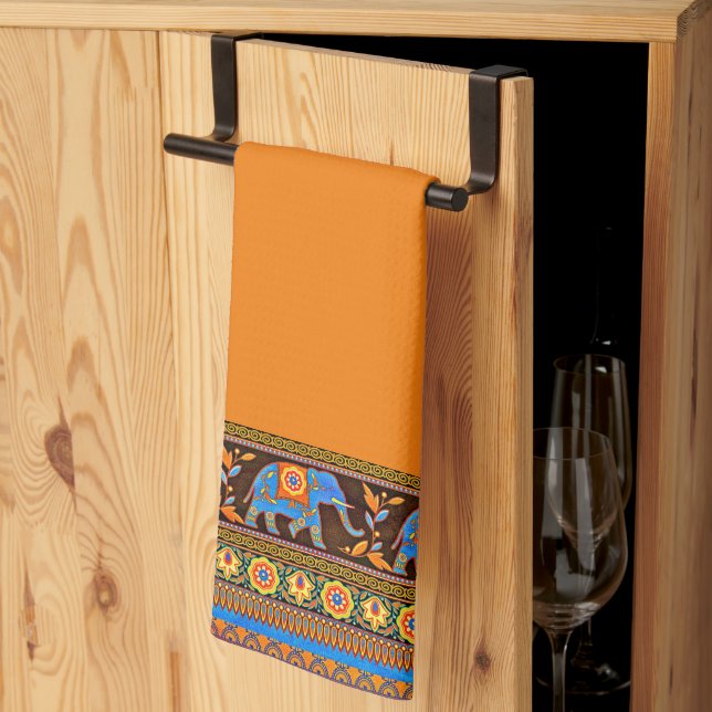 Lumineux éléphants serviette de cuisine (Pliage en tiers)