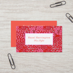 Lumineux Rouge rose Floral Carte de visite Hair St