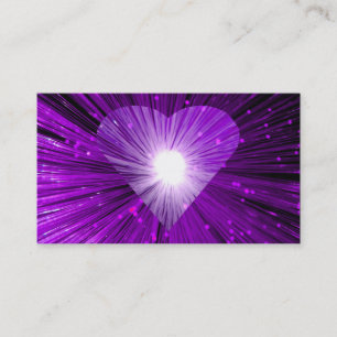 Luminosité du coeur violet carte de visite blanc