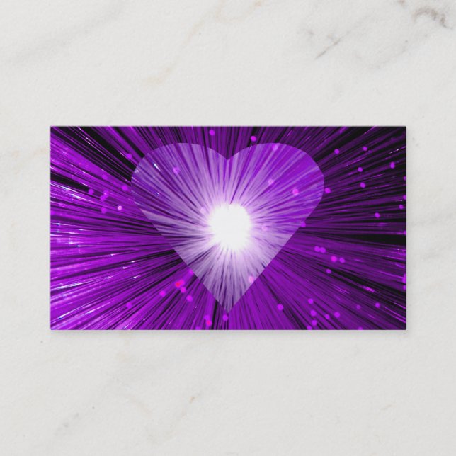 Luminosité du coeur violet carte de visite blanc (Devant)