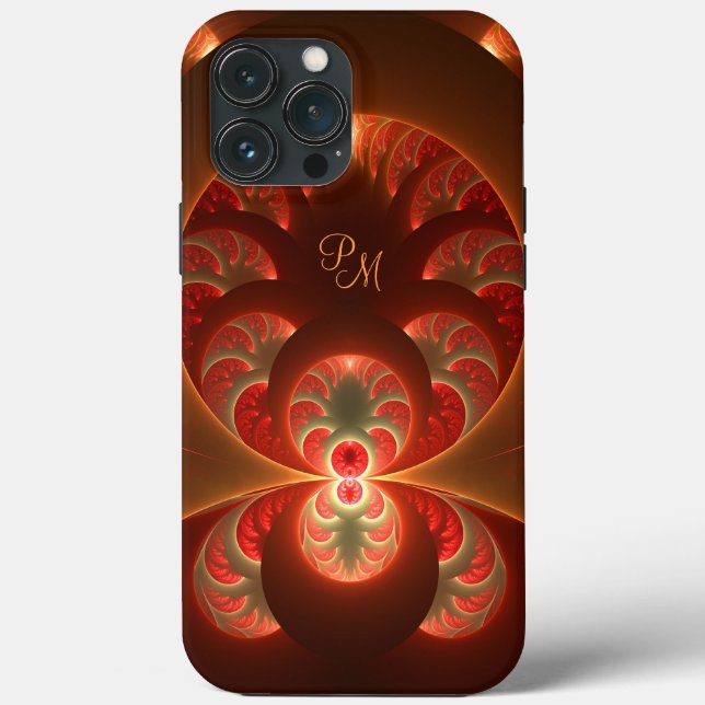 Luminous Abstract Modern Fractal Art Initials Case-Mate iPhone Case (Back)