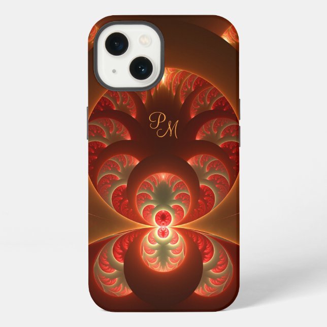 Luminous Abstract Modern Fractal Art Initials iPhone Case (Back)