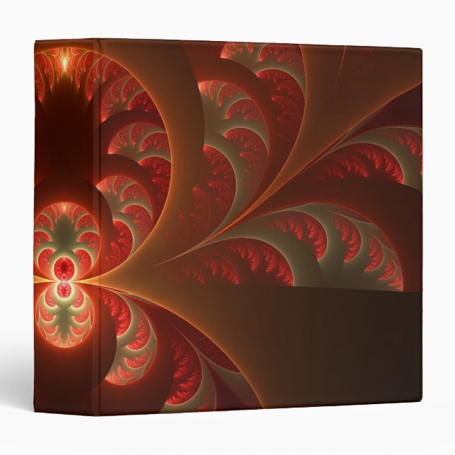 Luminous abstract modern orange red Fractal Binder (Front/Spine)