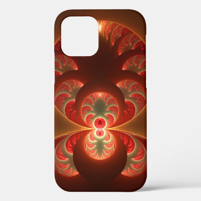 Luminous Abstract Modern Orange Red Fractal Case-Mate iPhone Case (Back)