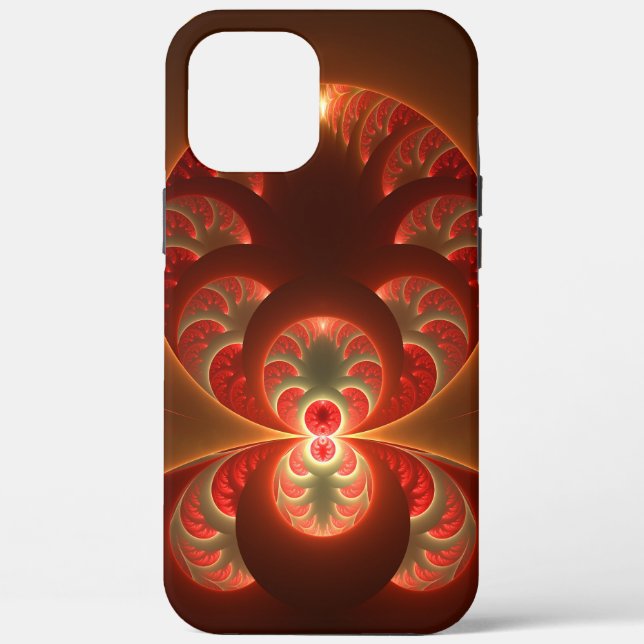 Luminous Abstract Modern Orange Red Fractal Case-Mate iPhone Case (Back)