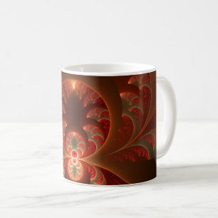 Luminous abstract modern orange red Fractal Coffee Mug