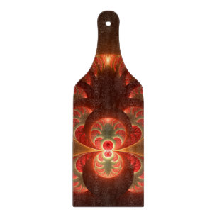 Luminous Abstract Modern Orange Red Fractal Cutting Board