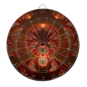 Luminous abstract modern orange red Fractal Dartboard