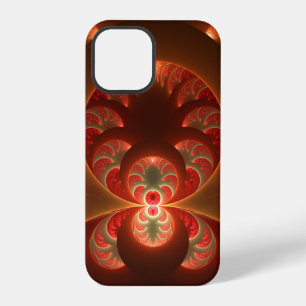 Luminous Abstract Modern Orange Red Fractal iPhone 12 Pro Case