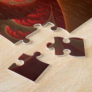 Luminous abstract modern orange red Fractal Jigsaw Puzzle
