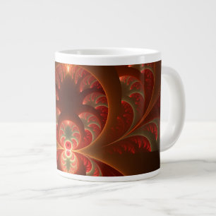 Luminous Abstract Modern Orange Red Fractal Large Coffee Mug