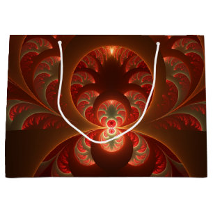 Luminous abstract modern orange red Fractal Large Gift Bag