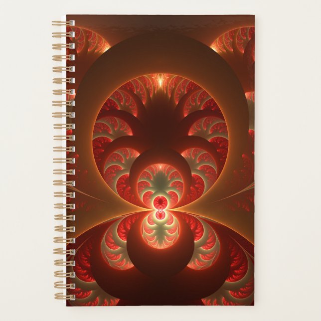 Luminous Abstract Modern Orange Red Fractal Planner (Front)