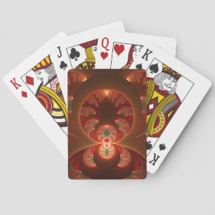 Luminous abstract modern orange red Fractal Playing Cards