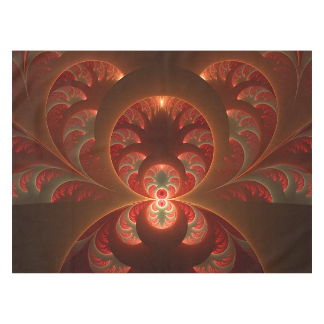 Luminous abstract modern orange red Fractal Tablecloth (Front (Horizontal))