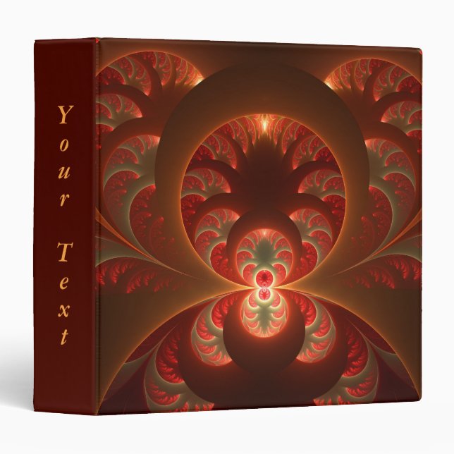 Luminous abstract modern orange red Fractal Text Binder (Front/Spine)