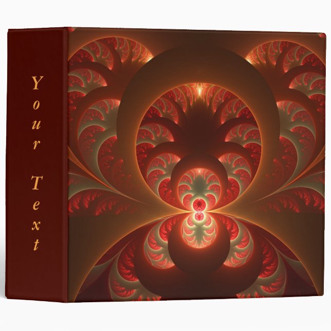 Luminous abstract modern orange red Fractal Text Binder (Front/Spine)