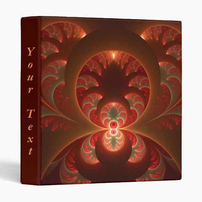Luminous abstract modern orange red Fractal Text Binder (Front/Spine)