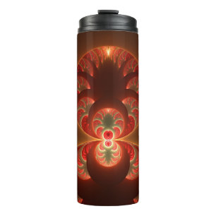 Luminous abstract modern orange red Fractal Thermal Tumbler