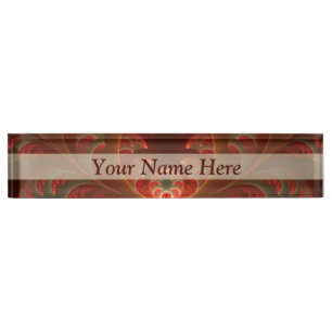 Luminous abstract modern orange red Fractal Title Nameplate