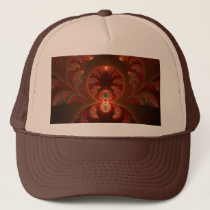 Luminous abstract modern orange red Fractal Trucker Hat