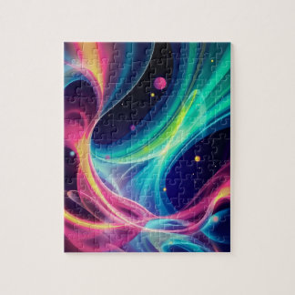 Luminous Abstract Swirls- Vibrant Cosmic Energy Jigsaw Puzzle