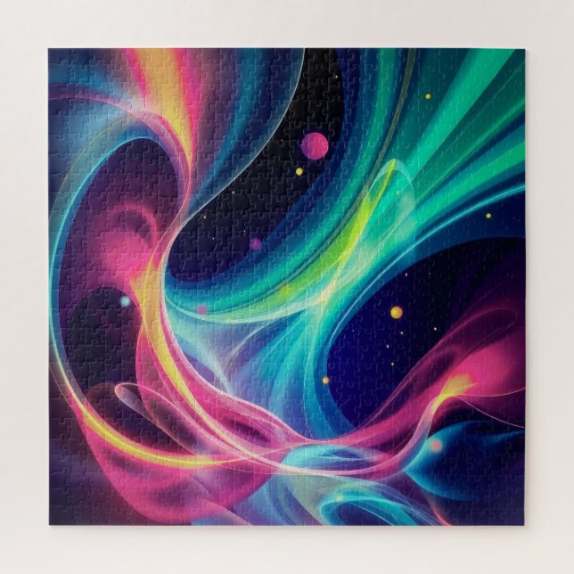 Luminous Abstract Swirls - Vibrant Cosmic Energy  Jigsaw Puzzle (Vertical)