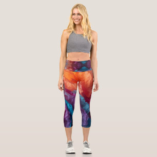 Luminous Abstract Tissue Paper Layers Capri Leggings