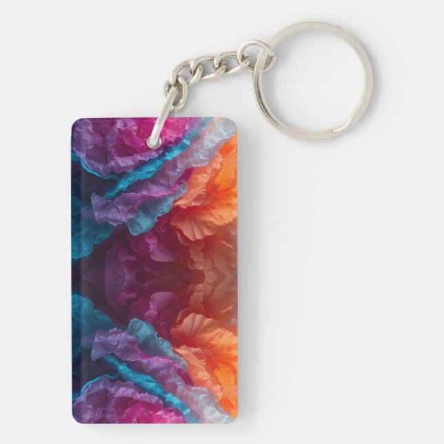 Luminous Abstract Tissue Paper Layers Keychain (Back)