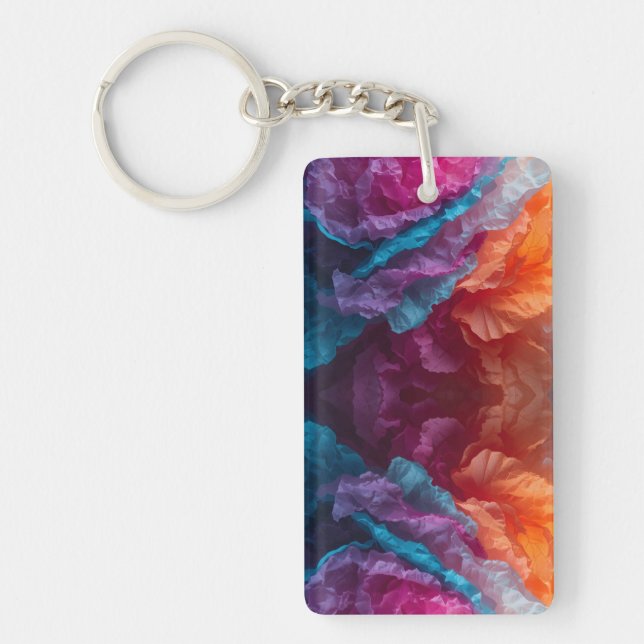 Luminous Abstract Tissue Paper Layers Keychain (Front)