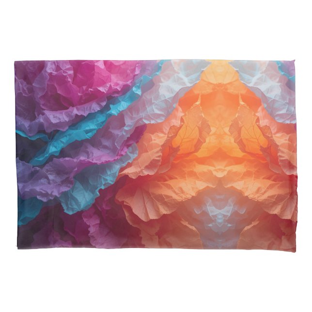 Luminous Abstract Tissue Paper Layers Pillowcase (Front-Left)