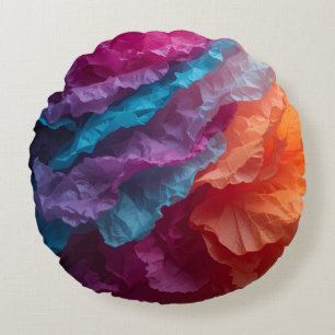 Luminous Abstract Tissue Paper Layers Round Pillow