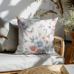 Luminous Blossoms & Butterflies 🌼 Throw Pillow