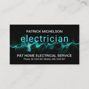 Luminous Blue Lightning Strike Electrician Business Card
