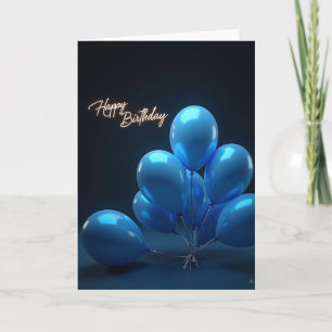 Luminous Blue Orbs Birthday Card