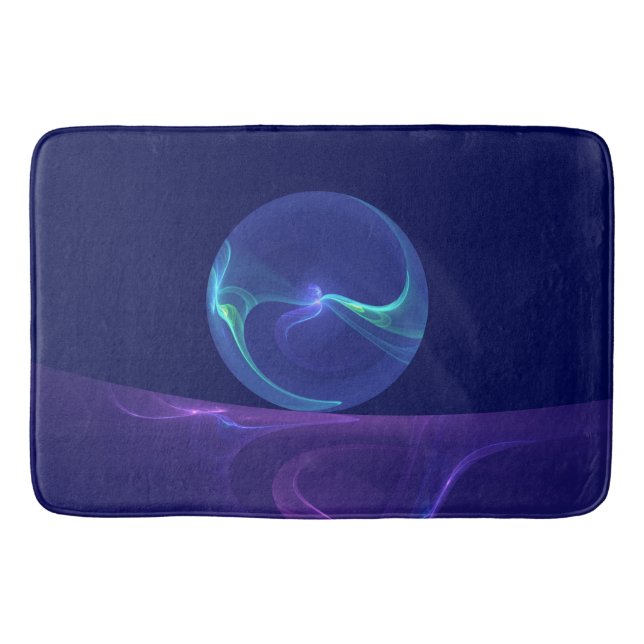 Luminous Blue Purple Dream Abstract Fractal Art Bath Mat (Front)
