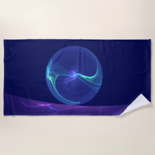 Luminous Blue Purple Dream Abstract Fractal Art Beach Towel