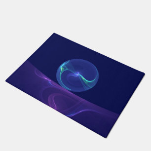 Luminous Blue Purple Dream Abstract Fractal Art Doormat