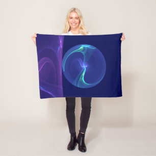Luminous Blue Purple Dream Abstract Fractal Art Fleece Blanket